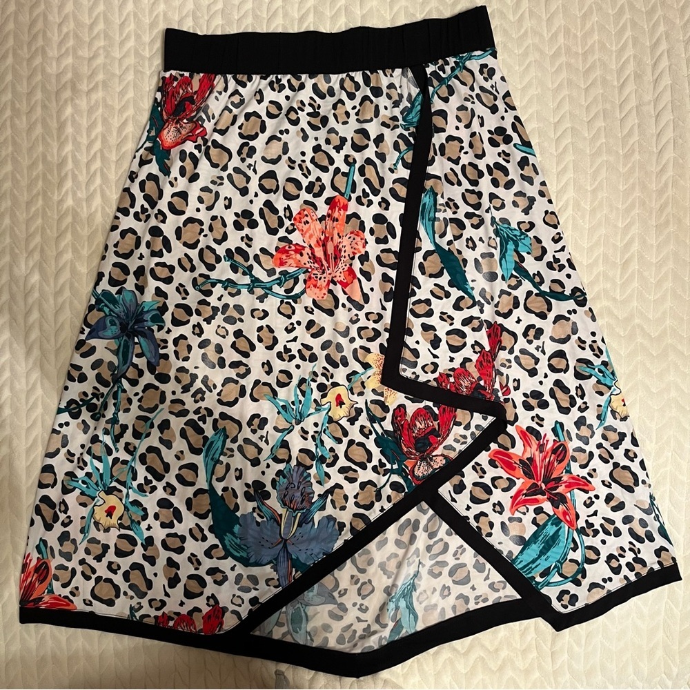Soft Surroundings Floral Leopard Print Wrap Skirt Multicolor Size Petite Large - Picture 12 of 12
